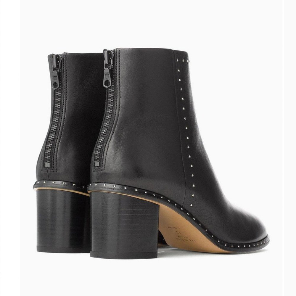 rag & bone black leather willow stud ankle boot size 38 or 8